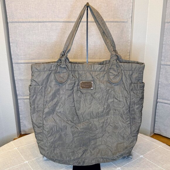 Marc By Marc Jacobs Handbags - Marc by Marc Jacobs Puffer Tote - Taupe Workwear Bag Nylon Logo Quilted